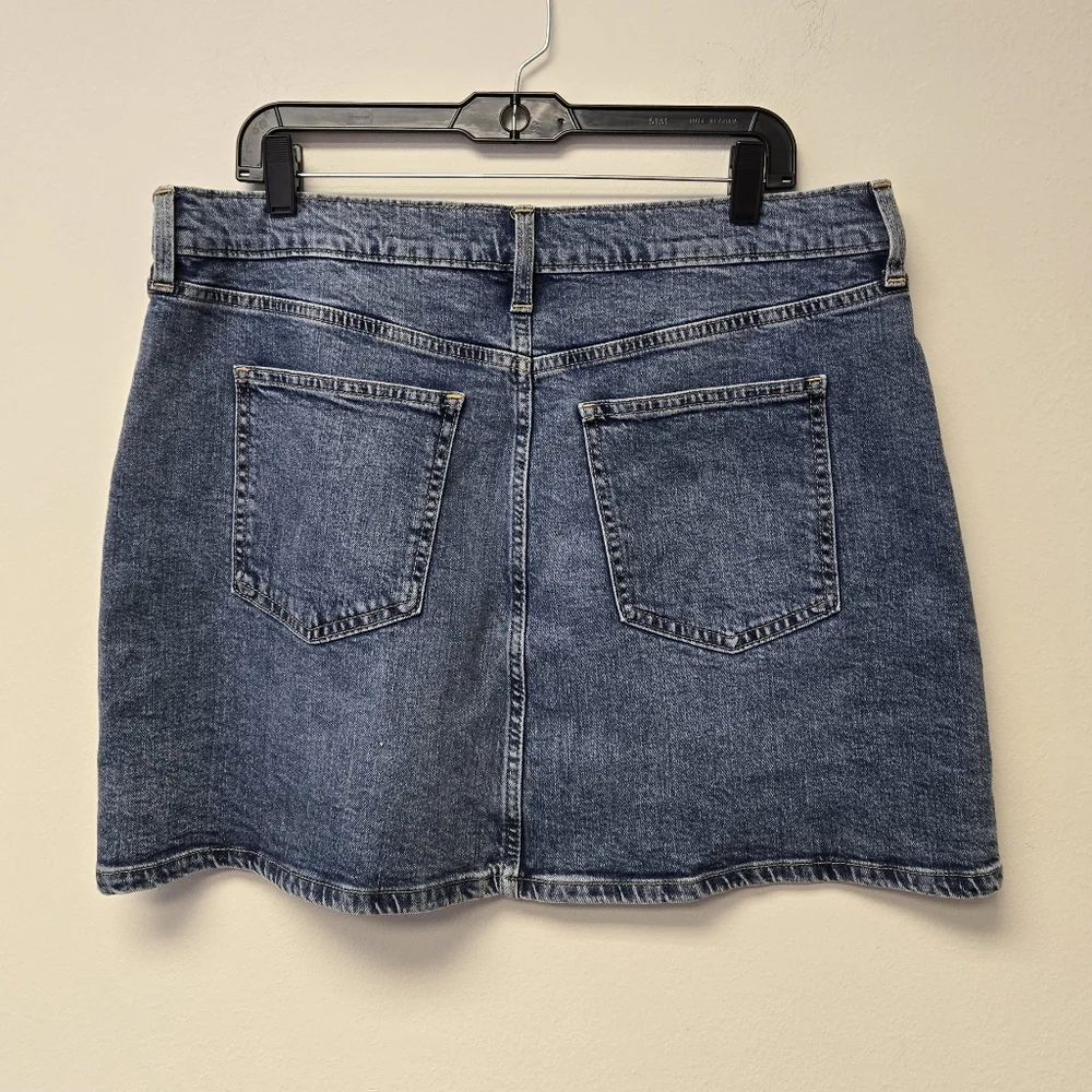 GAP Denim High Rise Studded Denim Mini Skirt Medium Wash Blue 16 - Picture 6 of 11